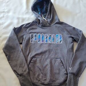 PUMA Men's Gray Hoodie with Blue Accents